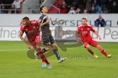 2. BL 2014 - FC Ingolstadt 04 - 1860 München - 2:0 - gerade eingewechselt Collin Quaner (11) und erzielt das 2:0 für Ingolstadt Tor Jubel hinten Karl-Heinz Lappe (25)