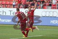 2. BL - FC Ingolstadt 04 - Erzgebirge Aue - 1:2 -  Karl-Heinz Lappe (25) trifft zum 1:2 Anschluß Tor Jubel mit Manuel Schäffler (17)