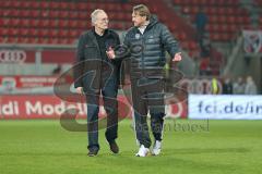 2. BL - Saison 2013/2014 - FC Ingolstadt 04 - FSV Frankfurt - 0:1 - links Frank Dreves und rechts Cheftrainer Ralph Hasenhüttl diskutieren nach dem Spiel