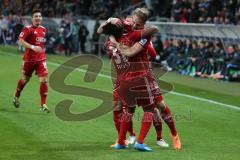 2. BL 2014 - FC Ingolstadt 04 - 1860 München - 2:0 - Philipp Hofmann (28) zieht ab zum 1:0 Tor für Ingolstadt Jubel mit Caiuby Francisco da Silva (31) und Moritz Hartmann (9)