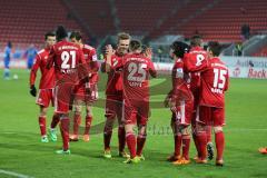 2. BL - Saison 2013/2014 - FC Ingolstadt 04 - VfL Bochum - Karl-Heinz Lappe (25) zieht ab Tor zum 2:0 Jubel, Torwart Andreas Luther chancenlos. Jubel mit Almog Cohen (36)