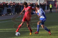 2. BL - Testspiel - FC Ingolstadt 04 - FC Carl Zeiss Jena - 2013/2014 - links Collin Quaner (11) wird von Fabian Raithel rechts gestört