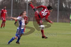 2. BL - Testspiel - FC Ingolstadt 04 - FC Carl Zeiss Jena - 2013/2014 - Almog Cohen (36) wird von links Florian Giebel (J) von den Beinen geholt