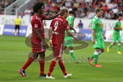 2. BL - FC Ingolstadt 04 - Saison 2013/2014 - Testspiel - Borussia Mönchengladbach - 1:0 - Caiuby Francisco da Silva (31) und Moritz Hartmann (9) nach dem Spiel
