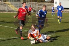 Regionalliga Süd - FC Ingolstadt 04 II -  SV Viktoria Aschaffenburg - Karl-Heinz Lappe stürmt aufs Tor und kommt nicht an Torwart Stefan Steigerwald vorbei