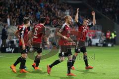 2. Bundesliga - Fußball - FC Ingolstadt 04 - 1. FC Nürnberg - Tor 1:0 für Ingolstadt Jubel rechts Stefan Lex (14, FCI) fordert die Zuschauer auf