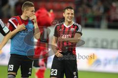 2. Bundesliga - Fußball - FC Ingolstadt 04 - 1. FC Nürnberg - gute gelaunt nach dem Spiel Max Christiansen (19, FCI) und Thomas Pledl (30, FCI)