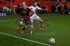 2. Bundesliga - Fußball - FC Ingolstadt 04 - 1. FC Nürnberg - links Tobias Levels (28, FCI) wird von Burgstaller, Guido (1.FCN 9) geschubst