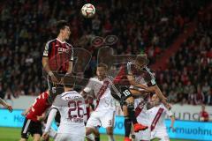 2. Bundesliga - Fußball - FC Ingolstadt 04 - 1. FC Nürnberg - Kopfball Kampf oben links Alfredo Morales (6, FCI) und rechts Lukas Hinterseer (16, FCI), mitte Burgstaller, Guido (1.FCN 9)