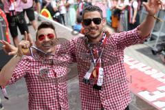 FC Ingolstadt 04 - Meisterfeier - Bundesliga Aufstieg - voller Rathausplatz - Stimmung - Fans - Danilo Soares Teodoro (15, FCI) und Mathew Leckie (7, FCI)