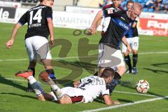 2. Bundesliga - FSV Frankfurt - FC Ingolstadt 04 - 0:1 - am Boden Mathew Leckie (7) und links stört Alexander Bittroff und rechts Tom Beugeldijk