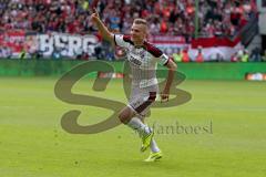 2. BL - Saison 2014/2015 - 1. FC Kaiserslautern - FC Ingolstadt 04 - Max Christiansen (#19 FC Ingolstadt 04) schiesst den 1:1 Ausgleichstreffer - Foto: Jürgen Meyer