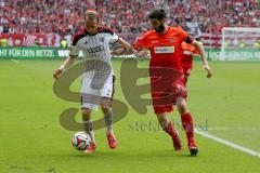 2. BL - Saison 2014/2015 - 1. FC Kaiserslautern - FC Ingolstadt 04 - Moritz Hartmann (#9 FC Ingolstadt 04) - Markus Karl rot Kaiserslautern #31 - Foto: Jürgen Meyer