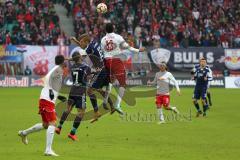 2. Bundesliga - RB Leipzig - FC Ingolstadt 04 - Kopfballduell Lukas Hinterseer (16) und 33 RB Marvin Compper