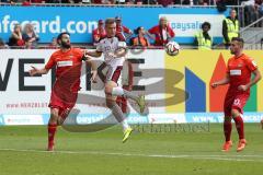 2. Bundesliga - Fußball - 1. FC Kaiserslautern - FC Ingolstadt 04 - Markus Karl (1.FCK 37) Max Christiansen (19, FCI) und rechts Konstantin Engel (20, FCI)