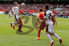 2. BL - Saison 2014/2015 - 1. FC Kaiserslautern - FC Ingolstadt 04 - Moritz Hartmann (#9 FC Ingolstadt 04) -Tim Heubach #3 rot Kaiserslautern - Foto: Jürgen Meyer