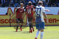 2. Bundesliga - Fußball - VfL Bochum - FC Ingolstadt 04 - Tor Jubel Lukas Hinterseer (16, FCI) zum 1:0, Stefan Lex (14, FCI) Pascal Groß (10, FCI) gratulieren