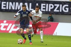 2. Bundesliga - RB Leipzig - FC Ingolstadt 04 - Mathew Leckie (7) wird von rechts 29 RB Sebastian Heidinger zu Fall gebracht