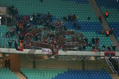 2. Bundesliga - RB Leipzig - FC Ingolstadt 04 - die mitgereisten Fans feiern den Sieg auf der Tribüne