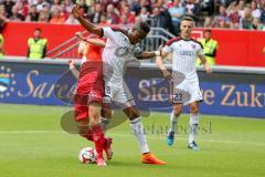 2. BL - Saison 2014/2015 - 1. FC Kaiserslautern - FC Ingolstadt 04 - Roger de Oliveira Bernardo (#8 FC Ingolstadt 04) - Chris Löwe #31 rot Kaiserslautern - Foto: Jürgen Meyer