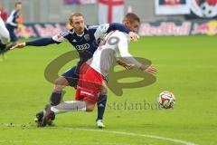 2. Bundesliga - RB Leipzig - FC Ingolstadt 04 - links Moritz Hartmann (9) und rechts RBDaniel Frahn