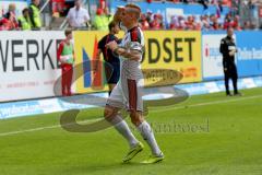 2. BL - Saison 2014/2015 - 1. FC Kaiserslautern - FC Ingolstadt 04 - Max Christiansen (#19 FC Ingolstadt 04) schiesst den 1:1 Ausgleichstreffer - Foto: Jürgen Meyer