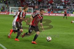 2. Bundesliga - Fußball - FC Ingolstadt 04 - 1. FC Nürnberg - Stefan Lex (14, FCI) zum Tor mit #links Lukas Hinterseer (16, FCI) und Pinola, Javier (1.FCN 25)