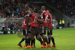 2. Bundesliga - Fußball - FC Ingolstadt 04 - 1. FC Nürnberg - Tor 1:0 für Ingolstadt Jubel Lukas Hinterseer (16, FCI) , Roger de Oliveira Bernardo (8, FCI) Moritz Hartmann (9, FCI)