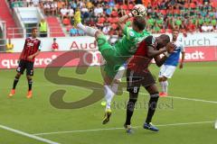 2. Bundesliga - FC Ingolstadt 04 - SV Darmstadt 98 - Torwart Christian Matten kommt vor Roger de Oliveira Bernardo (8) an den Ball und verletzt sich am Rücken