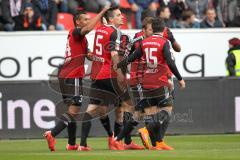 2. Bundesliga - Fußball - FC Ingolstadt 04 - FSV Frankfurt - Tor Jubel 1:0 Ingollstadt Torschütze links Benjamin Hübner (5, FCI), Marvin Matip (34, FCI) packt ihn