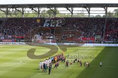 2. Bundesliga - Fußball - FC Ingolstadt 04 - RB Leipzig - Fans im ausverkauften Stadion Audi Sportpark, Choreographie für Ralph Gunesch (26, FCI) bei der Aufstellung, Einmarsch Aufstellung