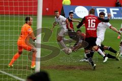 2. Bundesliga - FC Ingolstadt 04 - 1.FC Kaiserslautern -  Lukas Hinterseer #16 rot FC Ingolstadt 04 mit dem 1:0 Führungstreffer - Sippel Tobias Torwart Kaiserslautern - Foto: Jürgen Meyer