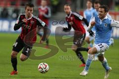 2. Bundesliga - Fußball - FC Ingolstadt 04 - 1860 München - links Stefan Lex (14, FCI) und rechts Gary Kagelmacher