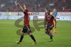 2. Bundesliga - FC Ingolstadt 04 - VfR AAlen - 4:1 - Konstantin Engel (20) köpft zum 4:1 Eigentor dann für den VfR Tor Jubel mit Marvin Matip (34)