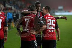 2. Bundesliga - FC Ingolstadt 04 - VfR AAlen - 4:1 - Mathew Leckie (7) zum 3:1 Tor Jubel, Roger de Oliveira Bernardo (8) und Karl-Heinz Lappe (25)