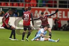 2. Bundesliga - Fußball - FC Ingolstadt 04 - 1860 München - Kampf um den Ball Danilo Soares Teodoro (15, FCI) Thomas Pledl (30, FCI) Roger de Oliveira Bernardo (8, FCI)