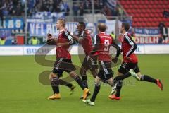 2. Bundesliga - FC Ingolstadt 04 - VfL Bochum - links Lukas Hinterseer (16) erzielt das 2:0 für Ingolstadt, Jubel Tor Mathew Leckie (7) Roger de Oliveira Bernardo (8)