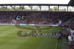 2. Bundesliga - Fußball - FC Ingolstadt 04 - RB Leipzig - Fans im ausverkauften Stadion Audi Sportpark, Choreographie für Ralph Gunesch (26, FCI) bei der Aufstellung, Einmarsch Aufstellung