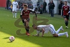 2. BL - Saison 2014/2015 - FC Ingolstadt 04 - Karlsruher SC - Stefan Lex (#14 FC Ingolstadt 04) - Gordon Daniel #3 weiss KSC -