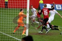 2. Bundesliga - FC Ingolstadt 04 - 1.FC Kaiserslautern -  Lukas Hinterseer #16 rot FC Ingolstadt 04 mit dem 1:0 Führungstreffer - Sippel Tobias Torwart Kaiserslautern - Foto: Jürgen Meyer