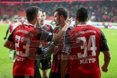 2. BL - FC Ingolstadt 04 - FC St. Pauli - Pascal Groß (10) zieht ab und erzielt das 2:1 Tor, Jubel, Robert Bauer (23) Marvin Matip (34) Danilo Soares Teodoro (15)