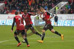 2. Bundesliga - FC Ingolstadt 04 - VfL Bochum - links Lukas Hinterseer (16) erzielt das 2:0 für Ingolstadt, Jubel Tor Mathew Leckie (7) Roger de Oliveira Bernardo (8)