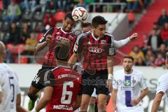 2. Bundesliga - FC Ingolstadt 04 - Erzgebirge Aue - Kopfballduell Marvin Matip (34) und Benjamin Hübner (5)