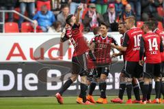 2. Bundesliga - Fußball - FC Ingolstadt 04 - FSV Frankfurt - Tor Jubel 1:0 Ingollstadt Torschütze links Benjamin Hübner (5, FCI) mit Lukas Hinterseer (16, FCI) Stefan Lex (14, FCI)