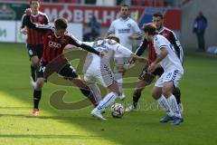 2. BL - Saison 2014/2015 - FC Ingolstadt 04 - Karlsruher SC - Stefan Lex (#14 FC Ingolstadt 04) - Valentini Enrico weiss #22 KSC - Mathew Leckie (#7 FC Ingolstadt 04) -