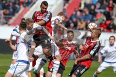 2. BL - Saison 2014/2015 - FC Ingolstadt 04 - FSV Frankfurt - Marvin Matip (#34 FC Ingolstadt 04) beim Kopfball - Lukas Hinterseer (FC Ingolstadt 04) - Foto: Jürgen Meyer