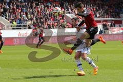 2. Bundesliga - Fußball - FC Ingolstadt 04 - FSV Frankfurt - Danilo Soares Teodoro (15, FCI) in der Luft, 7 FSV Marc Andre Kruska