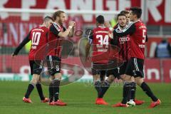2. Bundesliga - Fußball - FC Ingolstadt 04 - Fortuna Düsseldorf - Moritz Hartmann (9, FCI) zieht ab Tor zum Ausgleich 1:1 Jubel Pascal Groß (10, FCI) Benjamin Hübner (5, FCI)