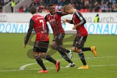 2. Bundesliga - FC Ingolstadt 04 - VfL Bochum - links Lukas Hinterseer (16) erzielt das 2:0 für Ingolstadt, Jubel Tor Mathew Leckie (7) Roger de Oliveira Bernardo (8)