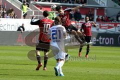 2. BL - Saison 2014/2015 - FC Ingolstadt 04 - Karlsruher SC - Alfredo Morales (#6 FC Ingolstadt 04) - Pascal Groß (#10 FC Ingolstadt 04) - Max Phillip #21 weiss KSC -